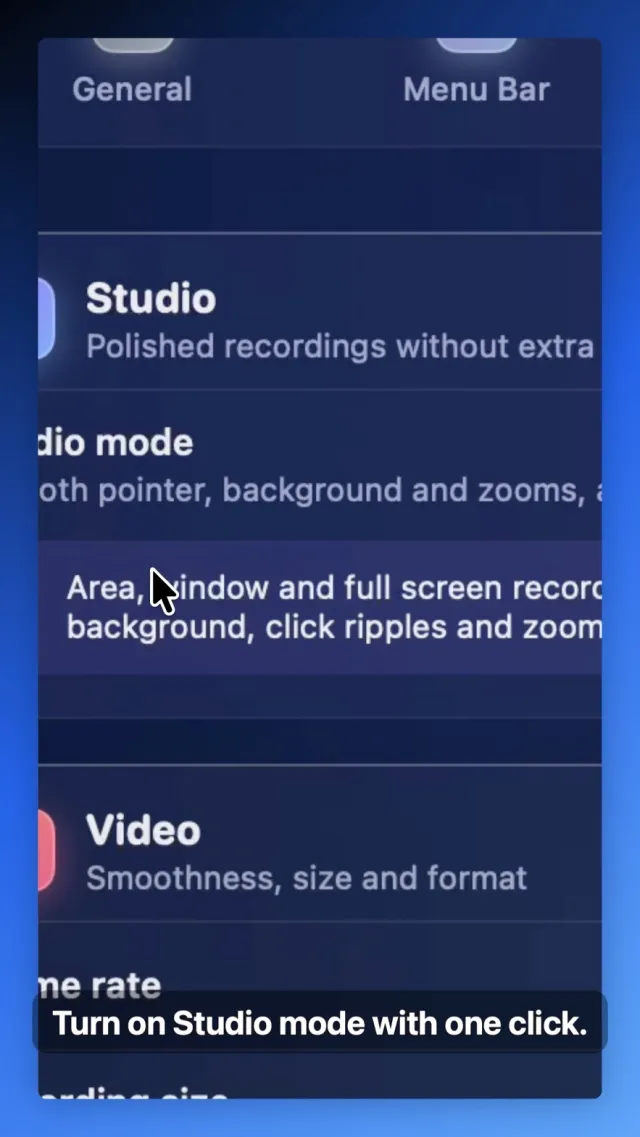 The same recording exported as a vertical video, zoomed in on the pointer, with a caption at the bottom.